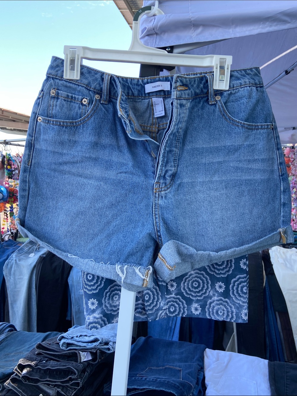 Forever 21 Medium Blue Rolled Cuff Denim Shorts